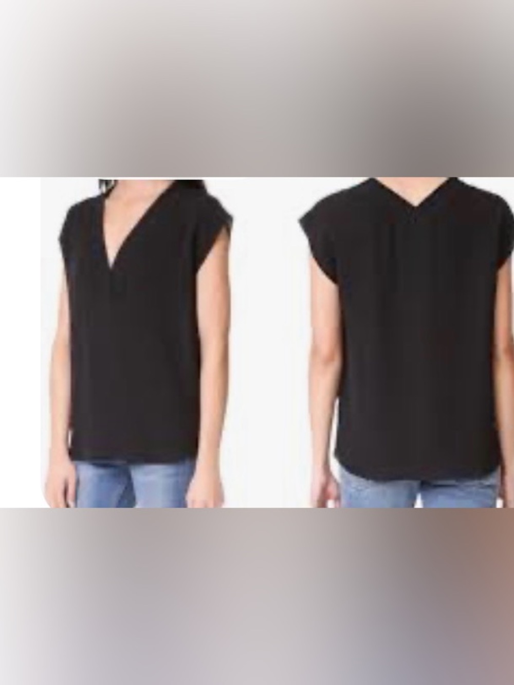 Theory Black V-Neck Cap Sleeve Blouse